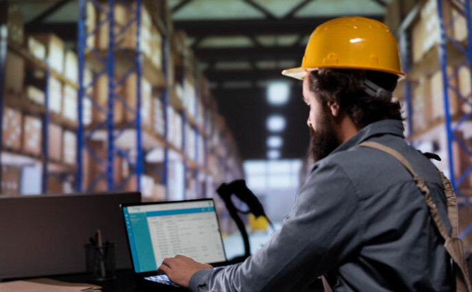 CMMS parts inventory feature warehouse employee using software