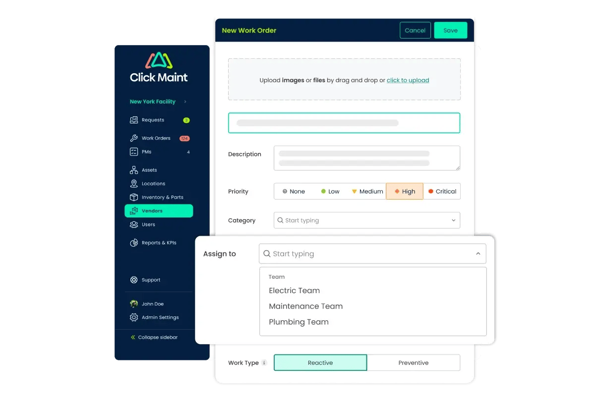 cmms software features dispatch management