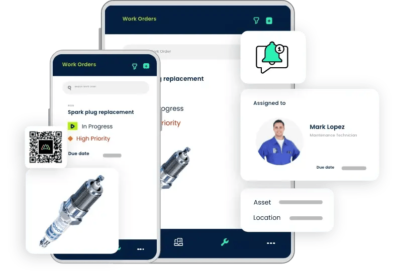 the QR code interface of the cmms software
