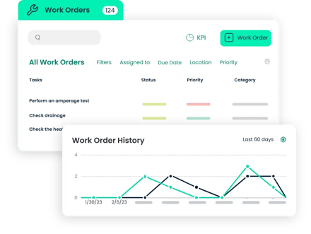CMMS work order interface for creating, assigning, and tracking maintenance tasks