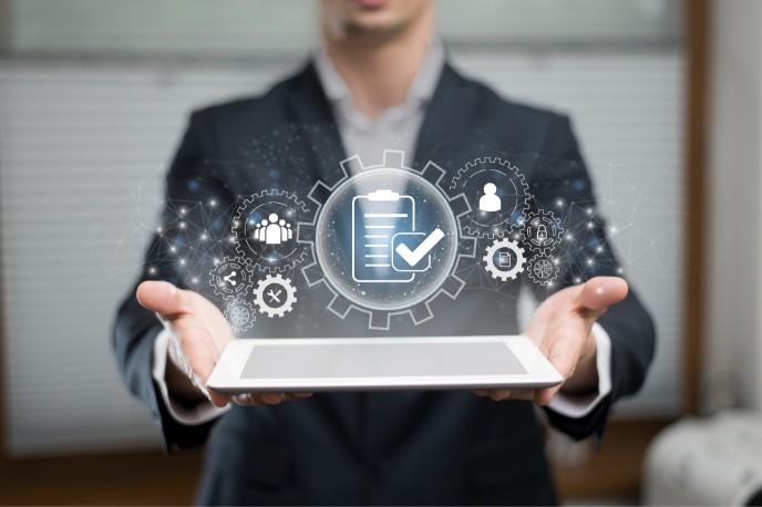 maintenance management tools tablet on palm