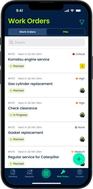 image of click maint mobile app interface
