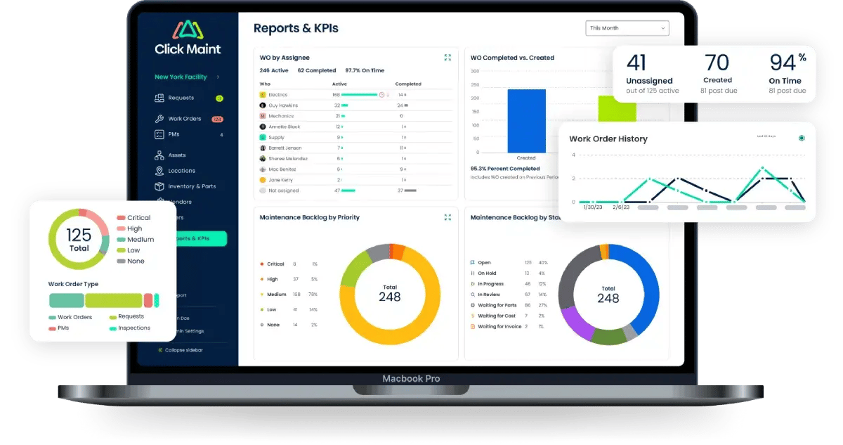screenshot image of click maint cmms work order management interface