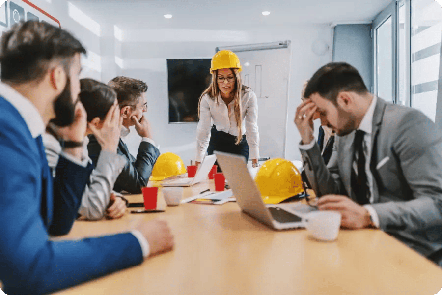 image showing a weekly maintenance meeting with managers