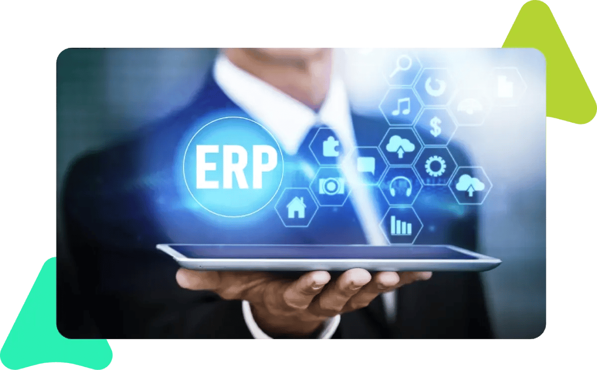 image showing a business man using the ERP interface