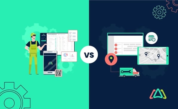 image showing cmms vs fsm software sid-by-side