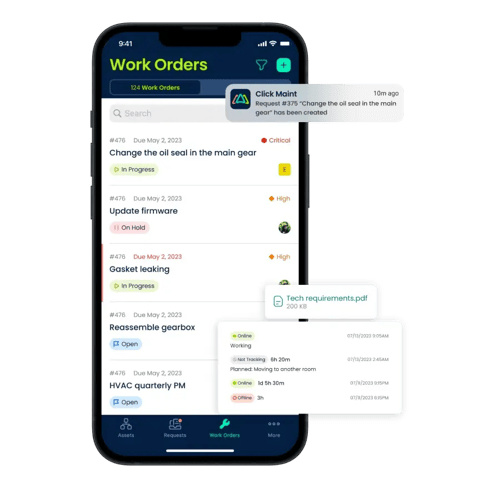 screenshot image of the work order management interface