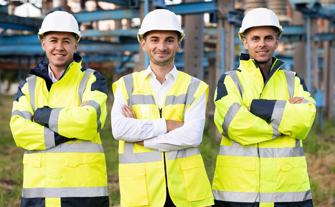 Maintenance safety maintenance professionals in safety uniform