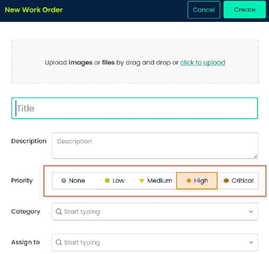 work order prioritization screenshot