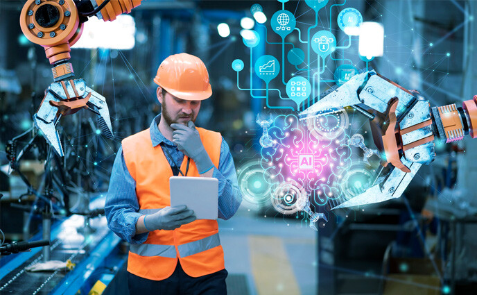 the future of autonomous maintenance systems person using ai tool robotic arms