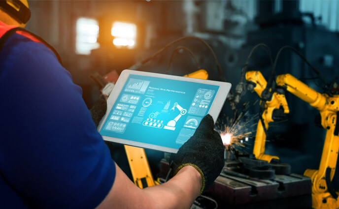 cmms automated data collection insights of robotic arm on tab