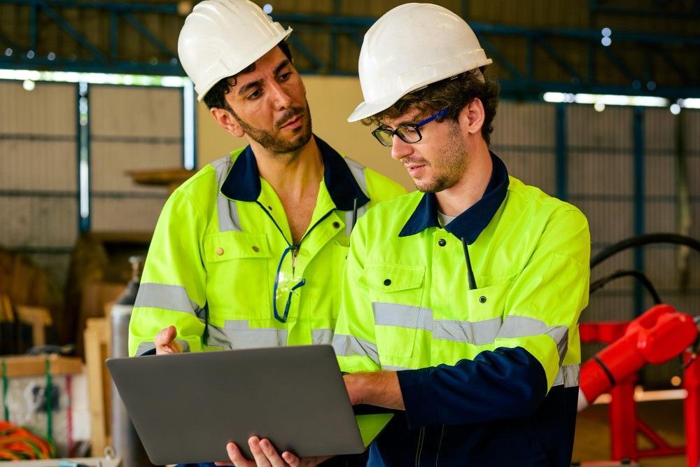 cmms software cuts maintenance costs two professional mechanical engineer team checking repairing engine