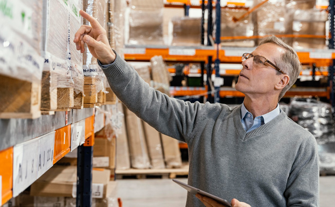 cmms sofware spare parts management man warehouse working