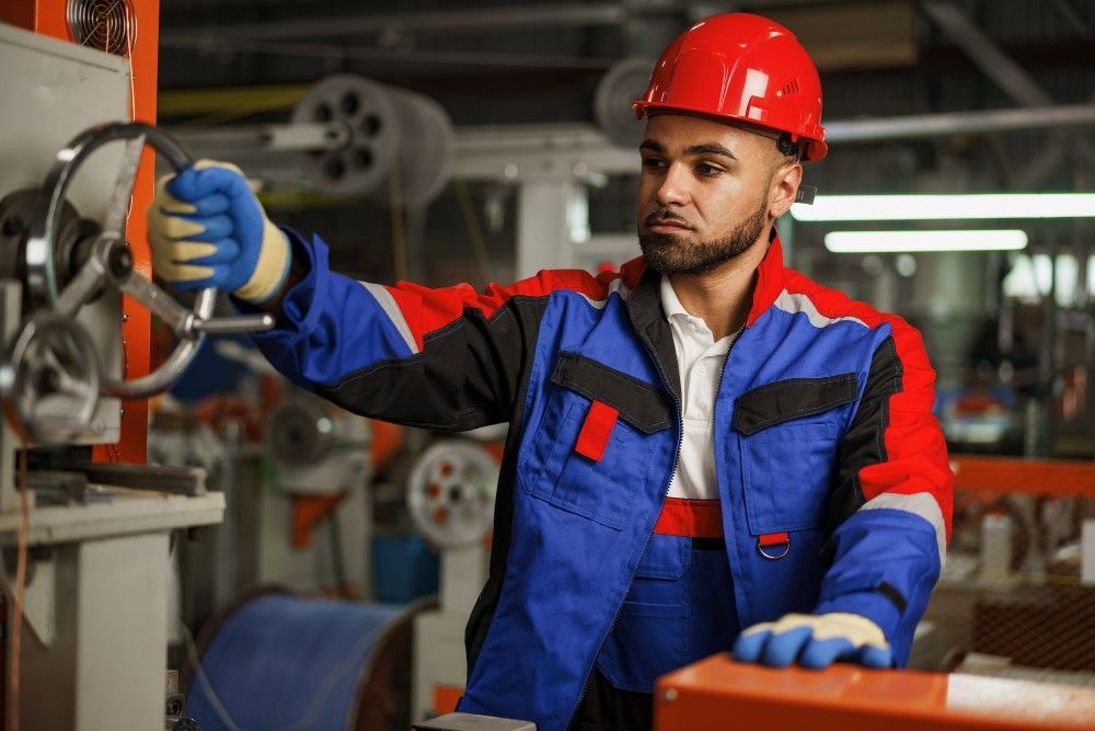 emergency maintenance procedures portrait african american male handyman working industrial factory