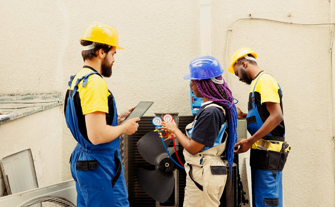 facility maintenance plan maintenance team search refrigerant leaks outdoor air conditioner