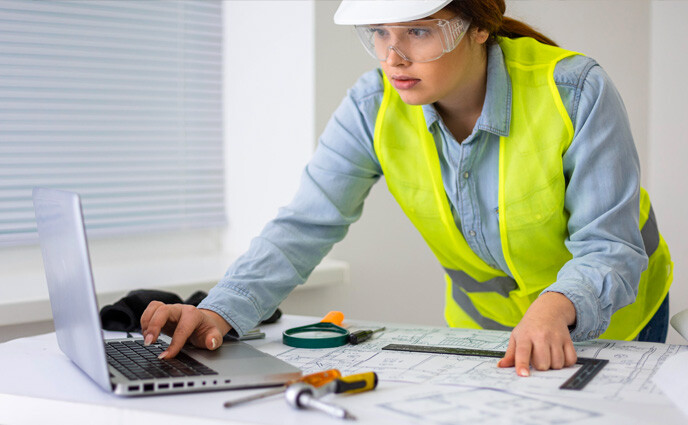 pf curve woman working as engineer