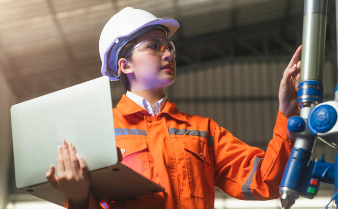 preventive maintenance software market female engineer specialist with measuring machine