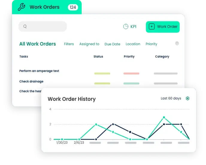CMMS work orders dashboard for viewing and tracking maintenance tasks